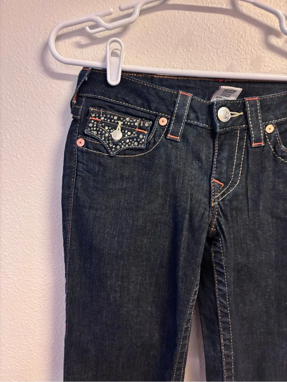 True Religion Women's Dark Indigo Straight Leg Jeans